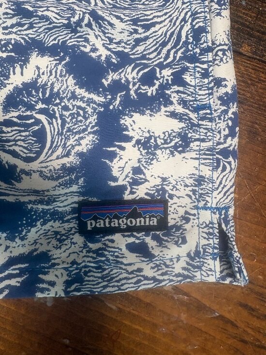 Patagonia Pants - Patagonia Womens Blue and White Drawstring Shorts Medium Pockets